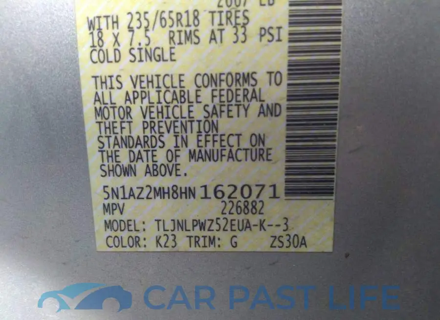 5N1AZ2MH8HN162071# 9