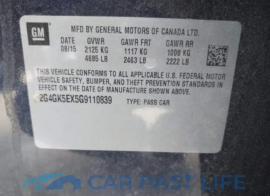2G4GK5EX5G9110839# 9