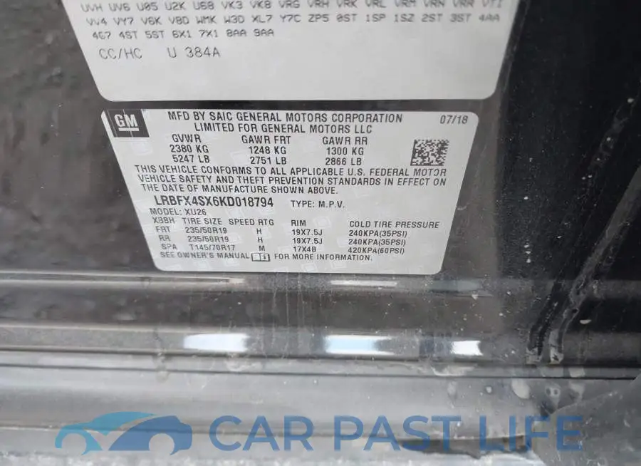 LRBFX4SX6KD018794# 9