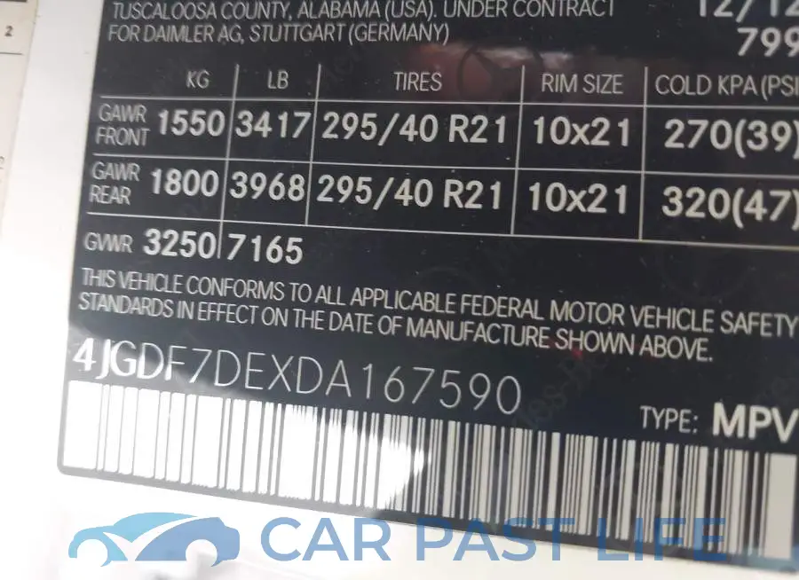 4JGDF7DEXDA167590# 9