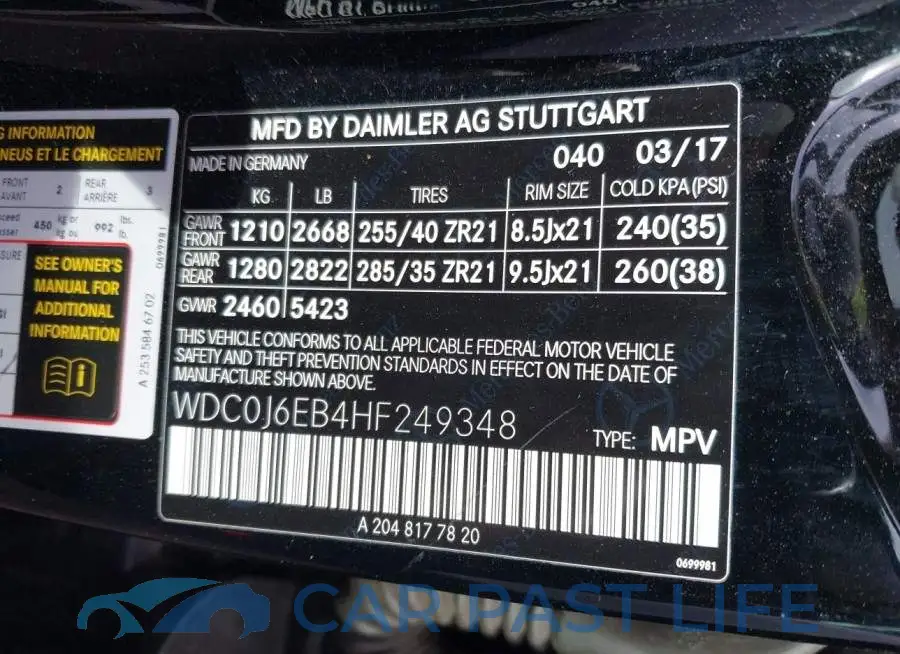 WDC0J6EB4HF249348# 9