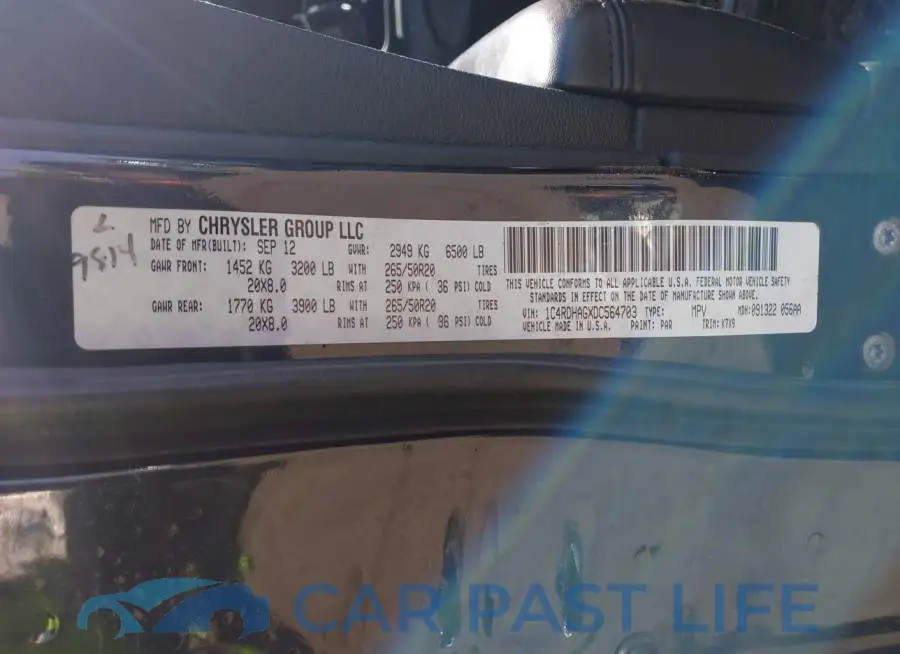 1C4RDHAGXDC564703# 9