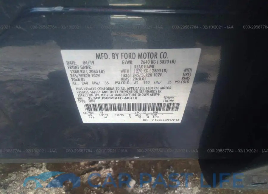 2LMPJ8K95KBL40378# 9