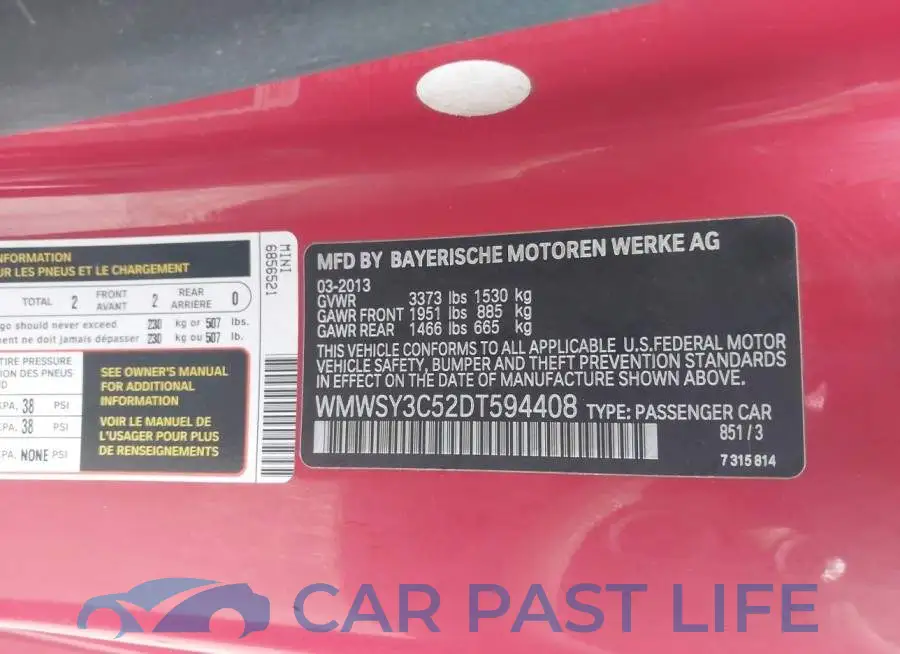 WMWSY3C52DT594408# 9