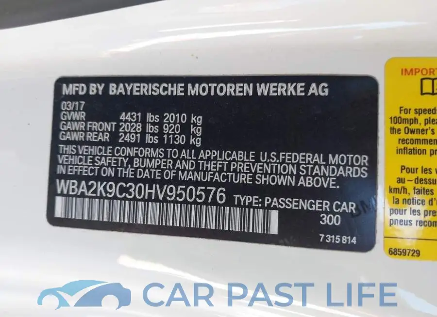 WBA2K9C30HV950576# 9