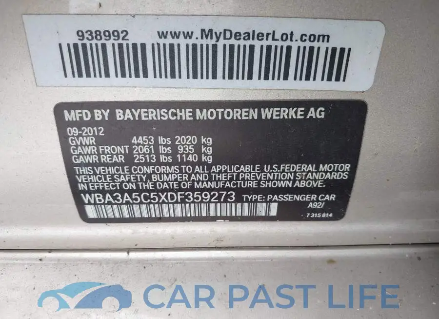 WBA3A5C5XDF359273# 9