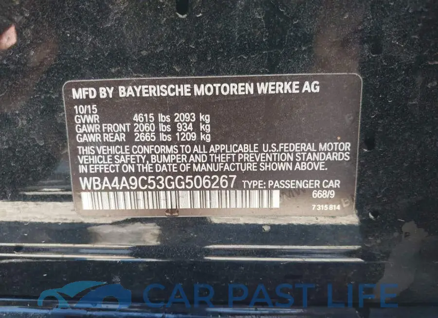 WBA4A9C53GG506267# 9