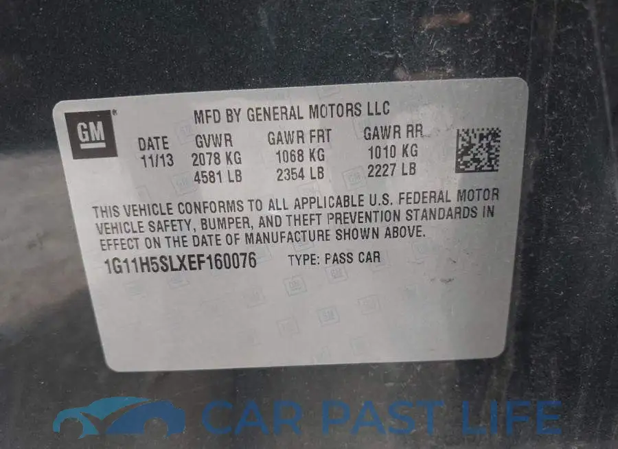 1G11H5SLXEF160076# 9