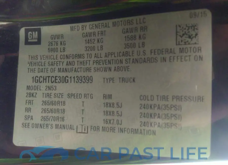 1GCHTCE30G1139399# 9