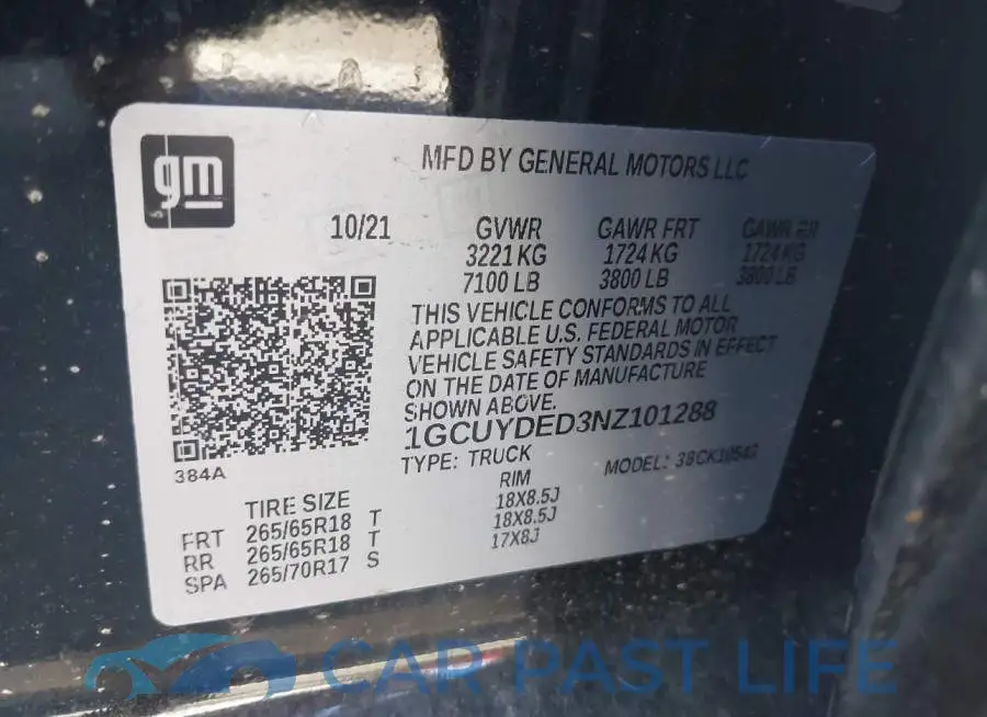 1GCUYDED3NZ101288# 9