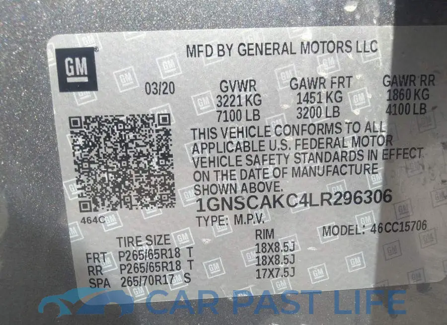 1GNSCAKC4LR296306# 9