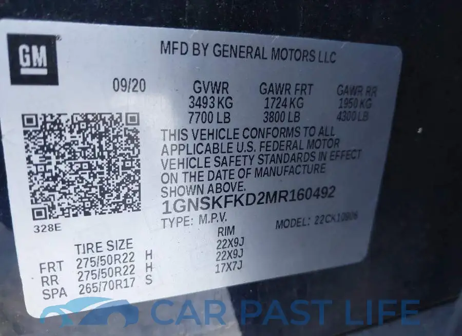 1GNSKFKD2MR160492# 9