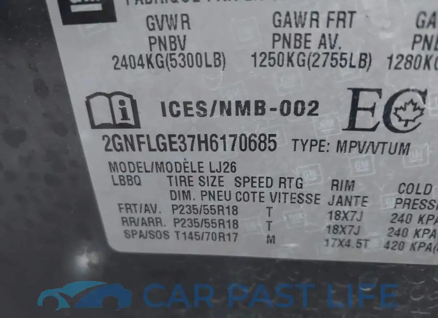 2GNFLGE37H6170685# 9