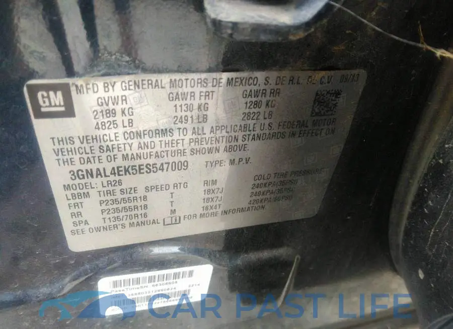 3GNAL4EK5ES547009# 9