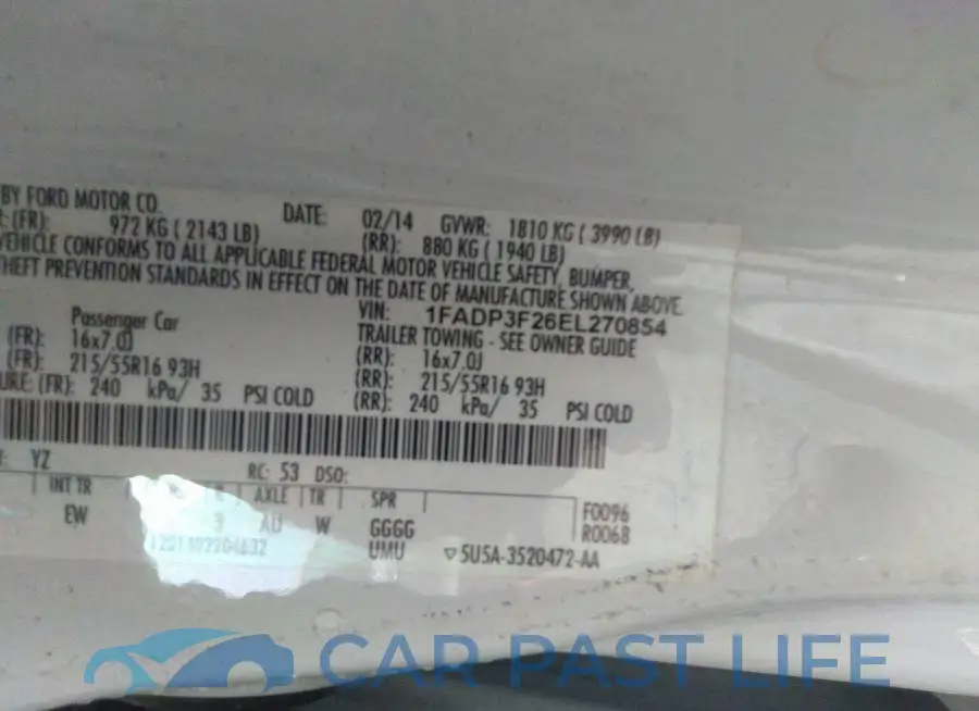 1FADP3F26EL270854# 9