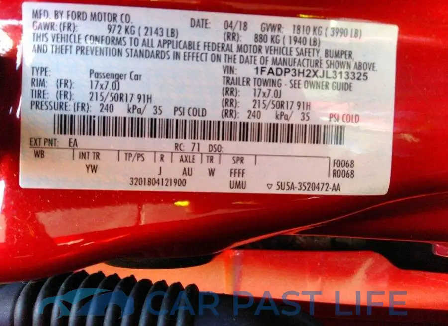 1FADP3H2XJL313325# 9