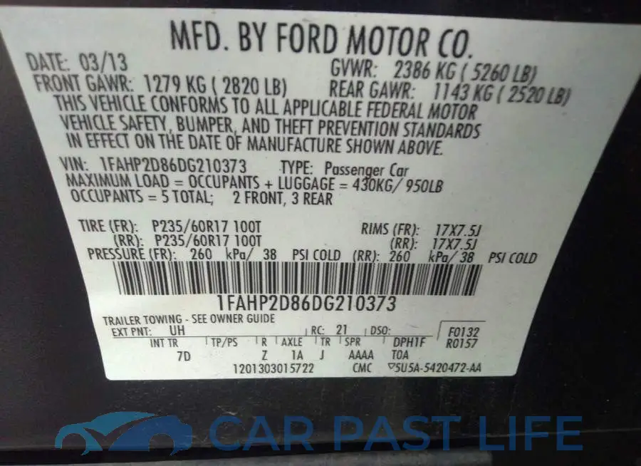 1FAHP2D86DG210373# 9