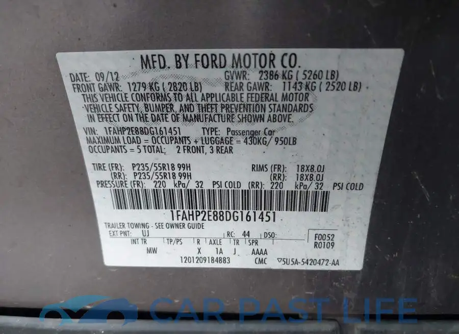 1FAHP2E88DG161451# 9