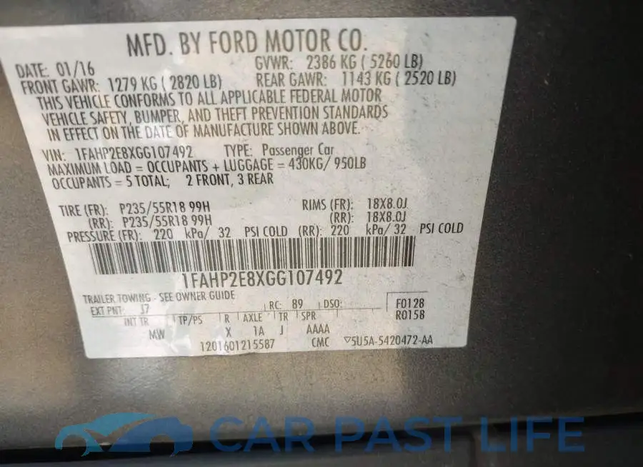 1FAHP2E8XGG107492# 9