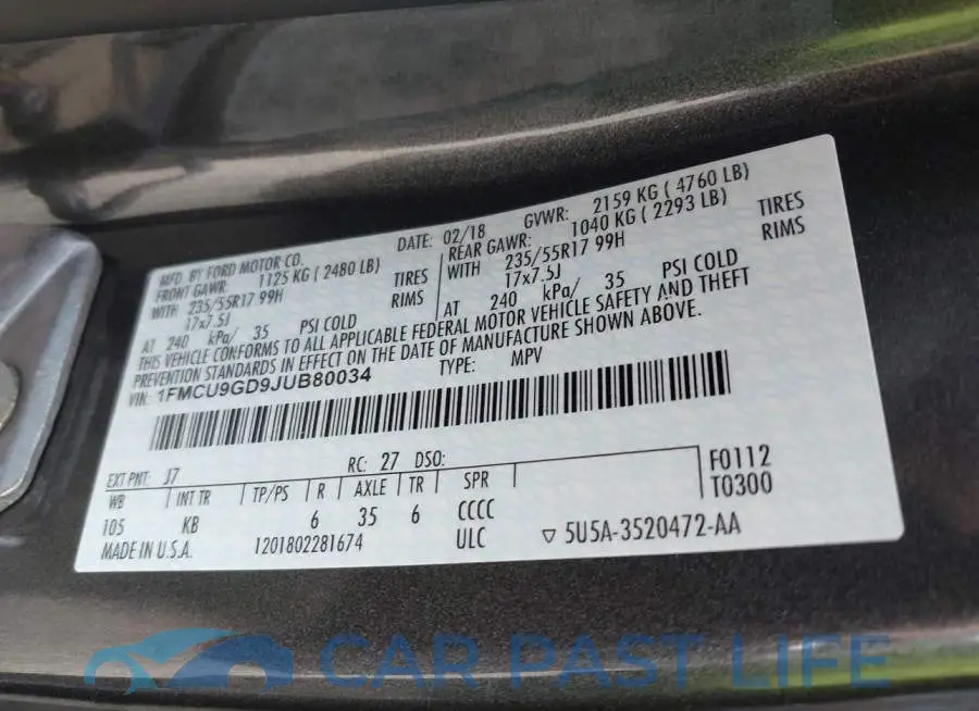 1FMCU9GD9JUB80034# 9