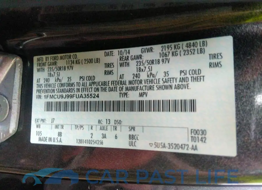 1FMCU9J99FUA35524# 9