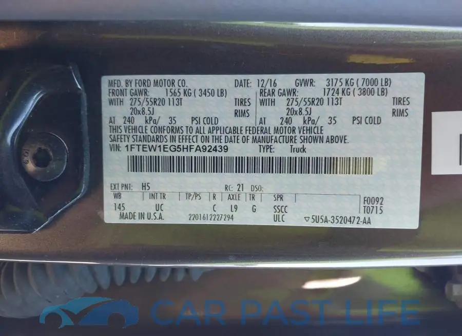 1FTEW1EG5HFA92439# 9