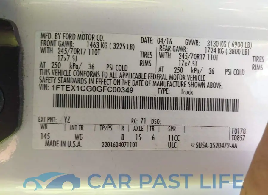 1FTEX1CG0GFC00349# 9