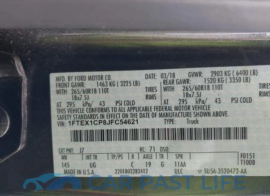 1FTEX1CP8JFC54621# 9