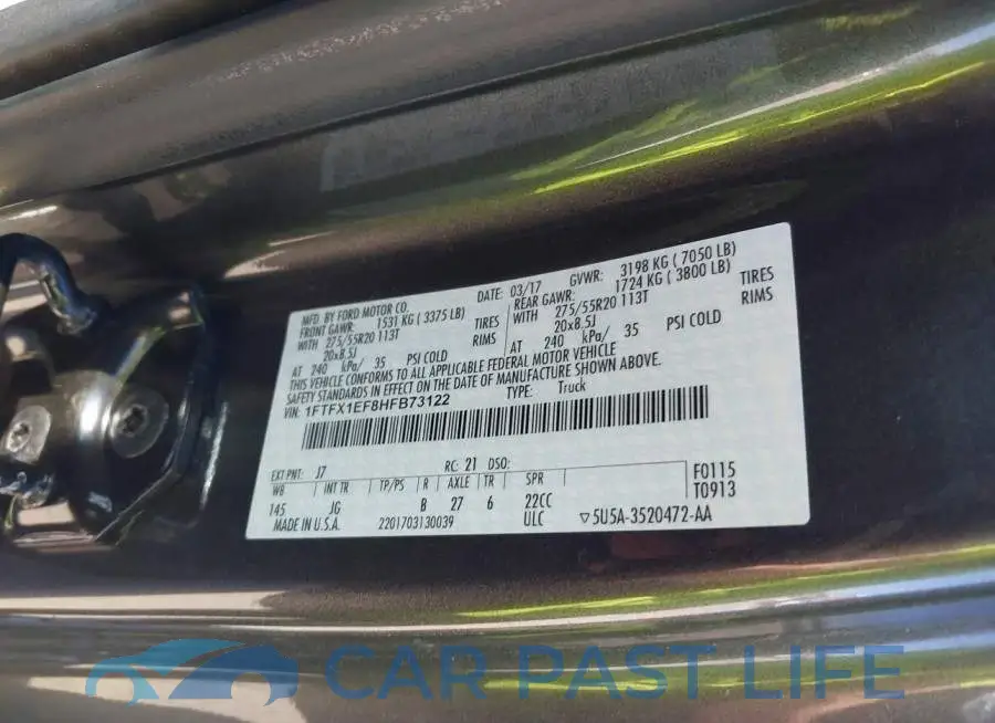1FTFX1EF8HFB73122# 9