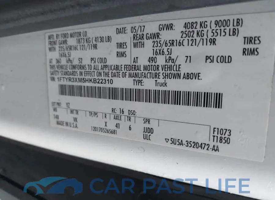 1FTYR3XM5HKB22310# 9