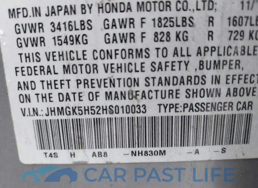 JHMGK5H52HS010033# 9