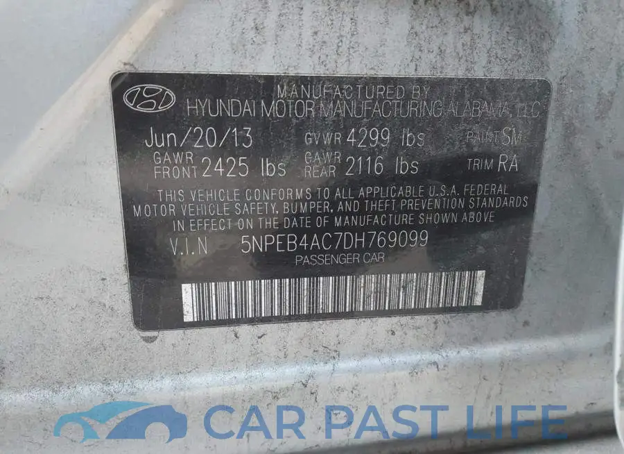 5NPEB4AC7DH769099# 9