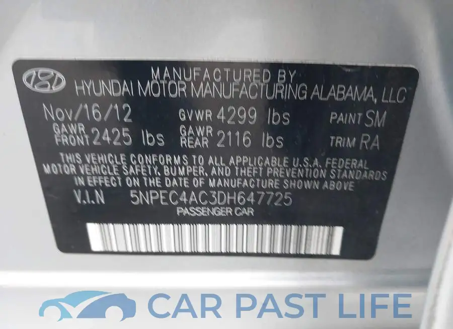 5NPEC4AC3DH647725# 9