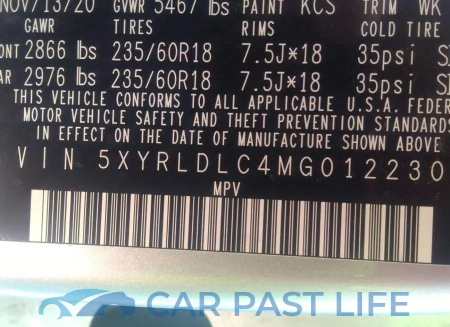 5XYRLDLC4MG012230# 9