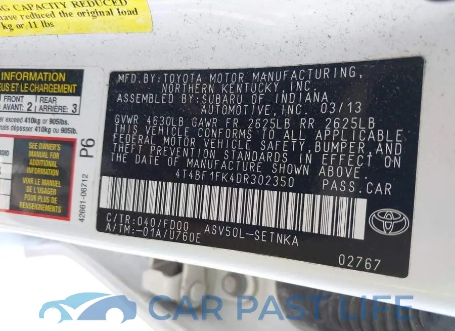 4T4BF1FK4DR302350# 9