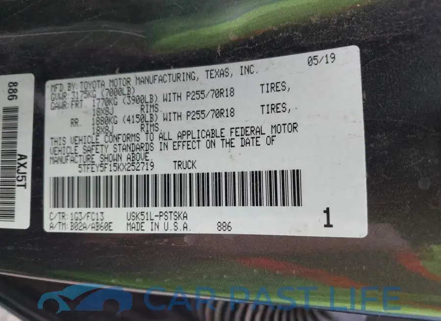 5TFEY5F15KX252719# 9