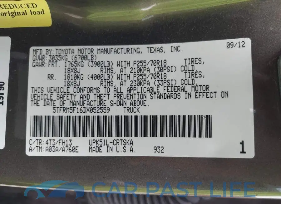 5TFRM5F16DX052559# 9