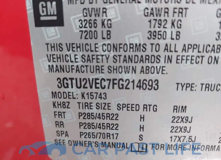 3GTU2VEC7FG214693# 9
