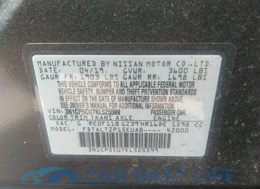 3N1CP5CU7KL525599# 9