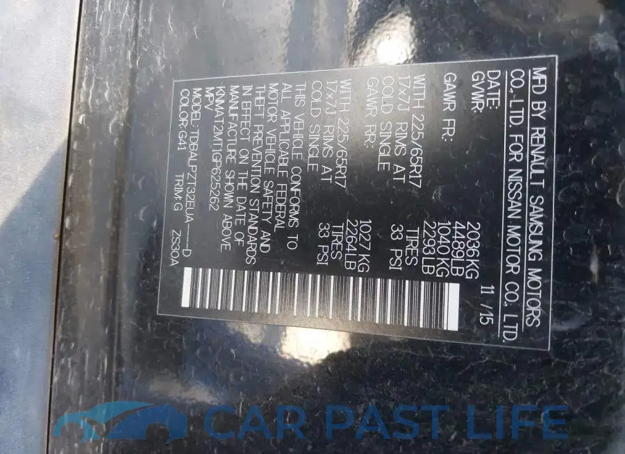 KNMAT2MT1GP625262# 9