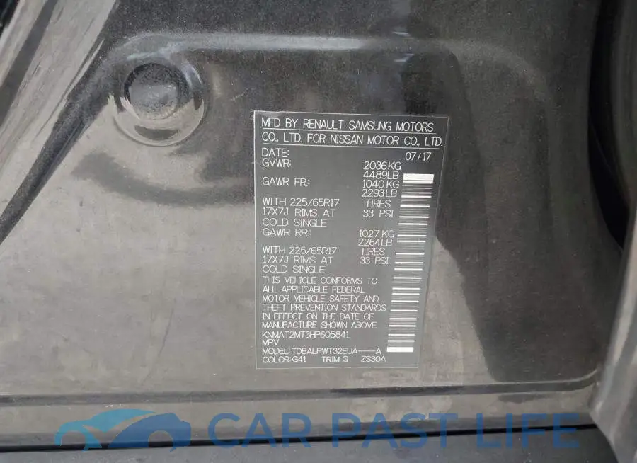 KNMAT2MT3HP605841# 9