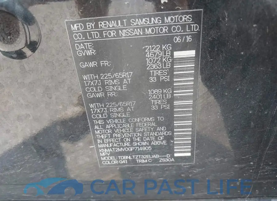 KNMAT2MV0GP714905# 9