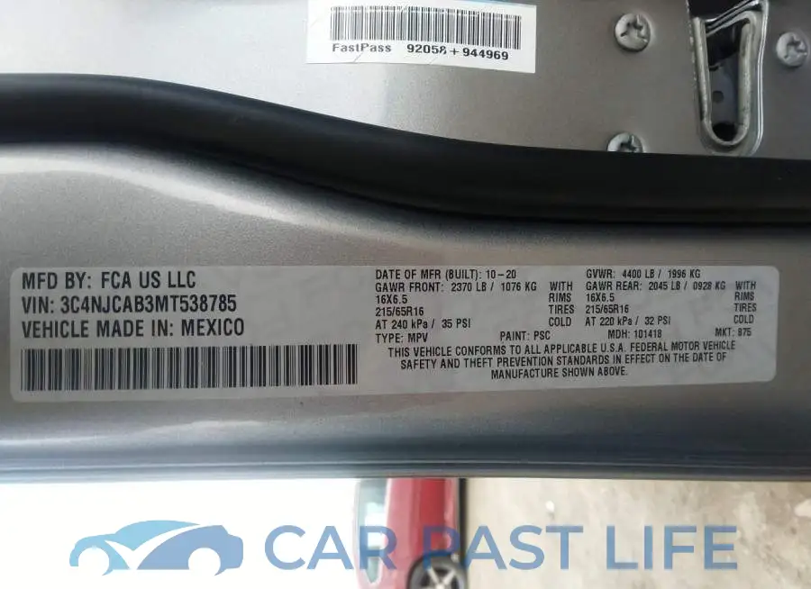 3C4NJCAB3MT538785# 9