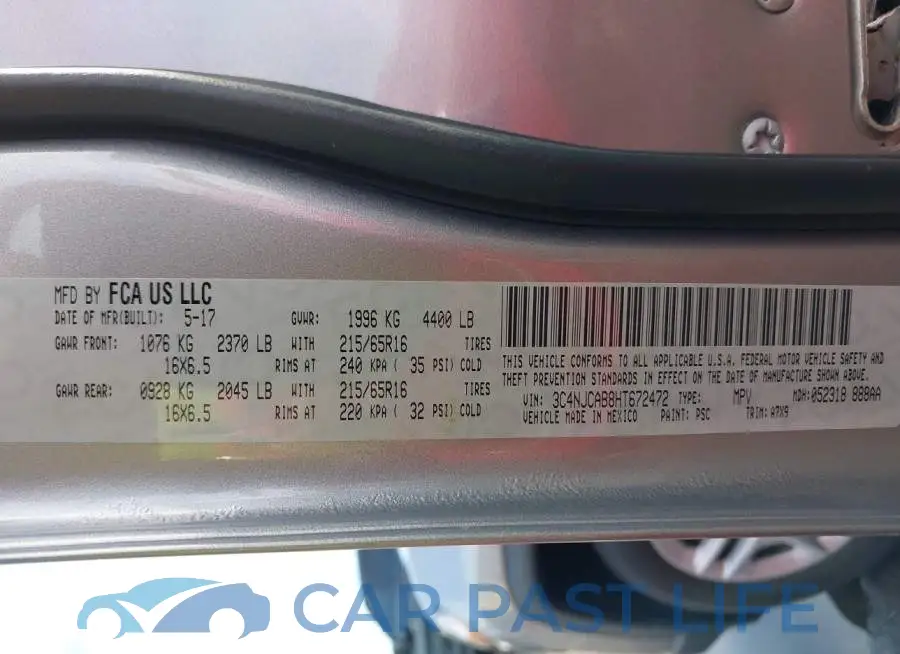 3C4NJCAB8HT672472# 9