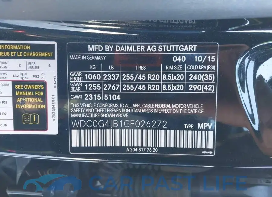 WDC0G4JB1GF026272# 9
