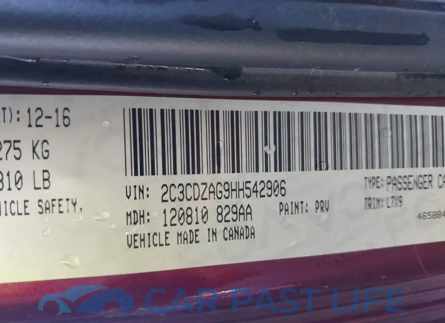 2C3CDZAG9HH542906# 9