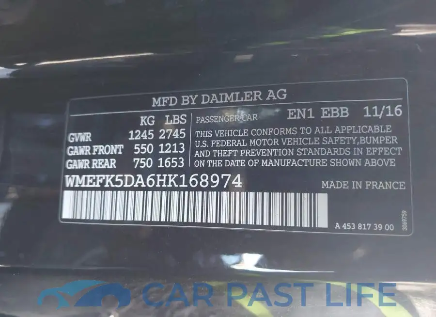 WMEFK5DA6HK168974# 9