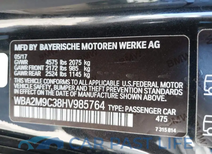 WBA2M9C38HV985764# 9