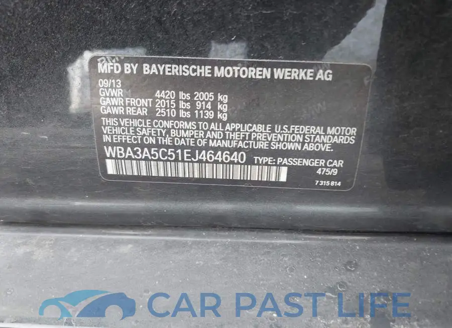 WBA3A5C51EJ464640# 9