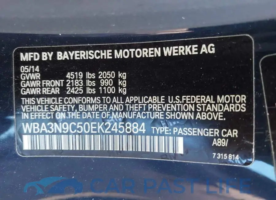 WBA3N9C50EK245884# 9